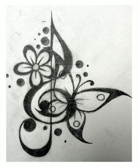 Tattoo Design - Treble Cleff 1 by Dawn773.deviantart.com   this is my fav tatoo i wanna get this done asap. Musical Tattoos For Women, Treble Clef Art, Treble Clef Tattoo, Music Notes Tattoo, Butterfly Music, Music Tattoo Designs, Note Tattoo, Music Drawings, Geniale Tattoos