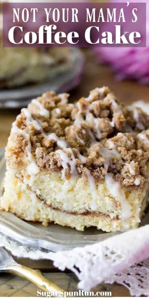 The BEST Coffee Cake Recipe! This breakfast recipe is a cake with a soft, moist, buttery crumb and a mountain of streusel topping! #coffeecake #breakfastrecipe #holidaybaking #sugarspunrun The Best Coffee Cake, Moist Coffee Cake, Best Coffee Cake, Coffee Cake Recipes Easy, Cheesecake Oreo, Cinnamon Coffee Cake, Coffee Cake Recipe, Basic Cake, Cinnamon Coffee