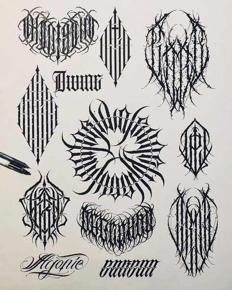 Tattoo Ideas Font, Gotik Tattoo, Tattoo Lettering Alphabet, Abstract Tattoo Ideas, Tattoo Lettering Design, Lettering Styles Alphabet, Tattoo Lettering Styles, Blackletter Font, Calligraphy Tattoo