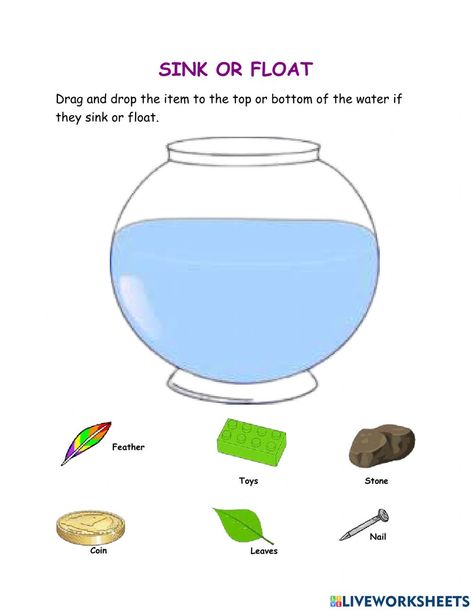 Sinking And Floating Activities, Float And Sink Worksheet, Sink And Float Activities, Sink Or Float Preschool, Sink Or Float Worksheet, Float And Sink, Floating And Sinking, Float Or Sink, Radical Expressions