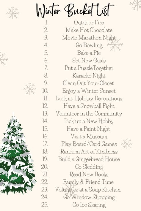 Winter Inspiration Mood, What To Do On Christmas Break, Winter To Do List Couples, What To Do Before Christmas, Things To Do Every Day Of December, Winter To Do List Friends, Things To Do Each Day Of December, December List Of Things To Do, Winter Todo List