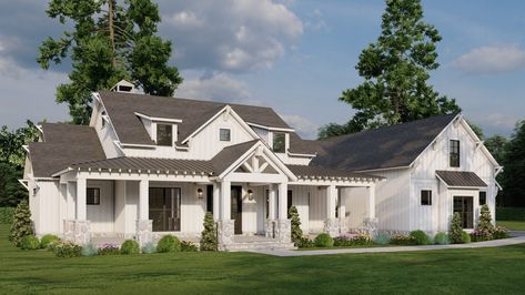 House Plan 5455 Franklin Farms, Farmhouse Plan Buying House, House Garage, Garage Floor Plans, Houses Plans, Backyard Office, Farmhouse Style House Plans, House Plans And More, Architectural Styles, Farmhouse House