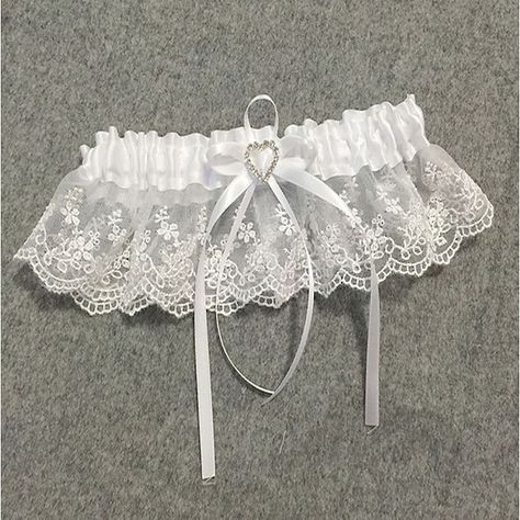 Chiffon Satin / Lace Classic Jewelry / Vintage Style Wedding Garter With Rhinestone / Ruffle Garters Wedding / Party & Evening 2023 - $10.99 Thigh Choker, Wedding Garter Diy, Bridesmaid Bouquet Alternatives, Wedding Backdrop Lights, Garters Wedding, Rhinestone Garter, Garter Lace, Lace Garter Set, Wedding Garter Lace