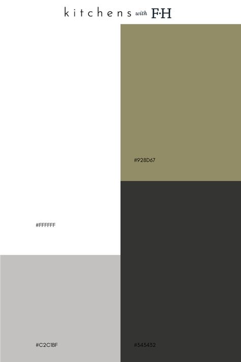 Grey Colour Palette Kitchen, Black And Olive Kitchen, Olive Green And Off White Bedroom, Black Grey And Olive Green Living Room, Charcoal Color Palette Living Room, Black White And Olive Green Living Room Decor, Black White Olive Color Palette, Black White Taupe Color Scheme, Olive And Grey Kitchen