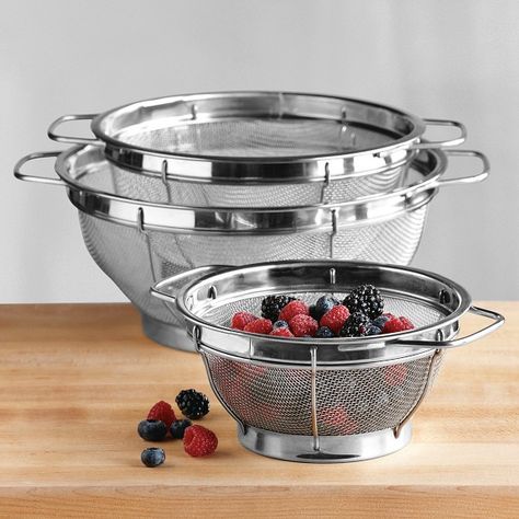 Strainers & Salad Spinners | Williams Sonoma Salad Spinners, Specialty Kitchen Tools, Stainless Steel Measuring Cups, William Sonoma, Table Setting Inspiration, Salad Spinner, Slotted Spoons, Cast Iron Cookware, Kitchen Scale