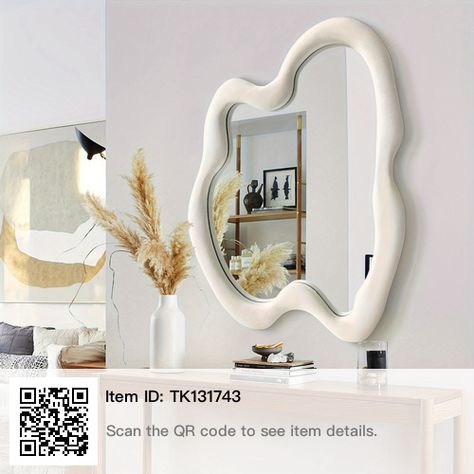 Wavy Wall Mirror, Cute Wall Mirror, Multiple Mirrors On Wall Living Room, Decorating Entryway, Nyc Condo, Functional Wall Art, Mirror Floor, Asymmetrical Wall, Wavy Mirror