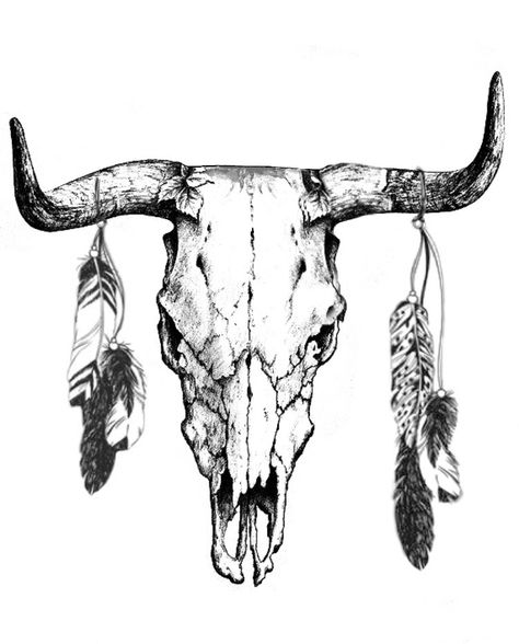 Tattoos Cowboy, Quiche Ham, Skull Drawing Tattoo, Longhorn Tattoo, Atrapasueños Tattoo, Tattoo Crane, Cow Skull Tattoos, Cowboy And Indian, Indian Skull Tattoos