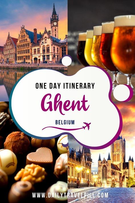 Take a day trip to Ghent, one of the prettiest towns in Belgium. With a lot of history and a beautiful architecture, Ghent is a must see. Here is the perfect itinerary for one day in Ghent. #ghent #belgium #bestofeurope #travelblogger | Ghent itinerary | Things to do in Ghent | what to do in Ghent | Ghent Belgium | Ghent tourist attractions | Ghent tour | Ghent guided tour | Ghent photography | Belgium Ghent, Beer And Food, Chinese Knots, Gent Belgium, Visit Belgium, Europe 2024, Belgium Germany, Ghent Belgium, Belgium Travel