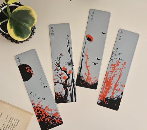 Japanese Bookmark, Autumn Bookmark, Fantasy Bookmarks, Japanese Sakura, Red Blossoms, Traditional Japanese Art, How To Make Bookmarks, 3d Printing Technology, Any Book