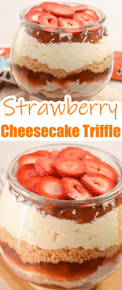 Strawberry Cheesecake Triffle Strawberry Triffle Desserts Easy, Strawberry Cheesecake Trifle Easy, Strawberry Triffle, Triffle Recipe, Strawberry Cheesecake Trifle Recipe, Strawberry Cheesecake Trifle, Trifle Bowl Recipes, Cake Trifle, Trifle Dessert Recipes