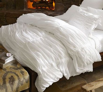 The Look for Less: Pottery Barn Ruched Duvet Cover - The Budget Babe Pottery Barn Duvet, Designer Bedding Sets, White Duvet Covers, White Duvet, White Pottery, Apartment Life, Luxury Bedding Sets, Bed Linens Luxury, Duvet Bedding