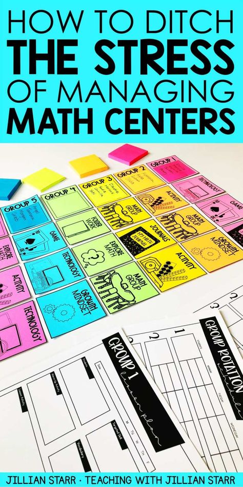 How to Ditch The Stress of Managing Math Centers - Teaching with Jillian Starr Math Rotation Board, Math Center Rotations, Guided Math Centers, Teaching Addition, Guided Math Groups, Math Rotations, Math Blocks, Math Talk, Supply Labels