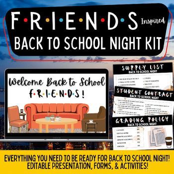 Back to School Night Kit | Presentation & Forms | Friends Inspired Classroom in 2024 | Back to school night, Teacher forms, Student survey Back To School Night Themes, Friends Theme Classroom Decoration, Friends School Theme, Friends Tv Show Classroom Theme, Friends Theme Classroom, Coffee Classroom, Parent Questionnaire, Classroom Scavenger Hunt, Word Wall Letters