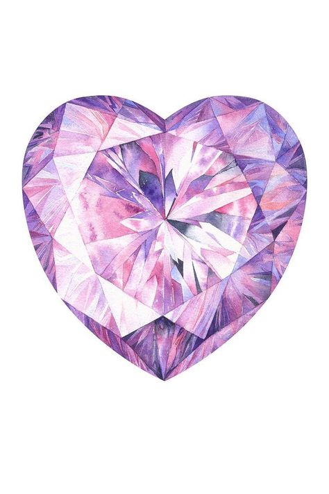 Diamond Watercolor, Gemstone Painting, Crystal Painting, Gem Tattoo, Jewel Tattoo, Crystal Tattoo, Crystal Drawing, Diamond Tattoos, Gemstone Art