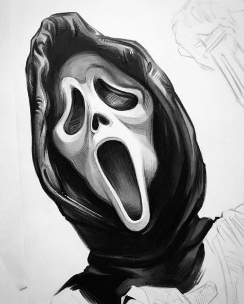 Ghostface Design, Ghost Face Drawing, Lion Art Tattoo, Basic Art Techniques, Horror Movie Tattoos, Surreal Tattoo, Cool Tattoo Drawings, Jason Vorhees, Horror Drawing