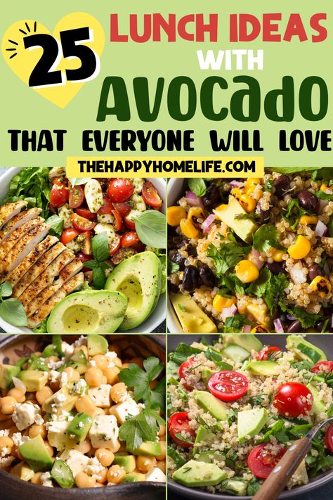 Elevate your lunch game with these tasty and healthy Lunch Ideas With Avocado! Meal Prep With Avocado, Healthy Avocado Recipes Lunches, Lunch Avocado Ideas, Easy Avocado Lunch Ideas, Lunches With Avocado, Guacamole Lunch Ideas, Healthy Lunch With Avocado, Avacodo Recipe Idea Lunch, Healthy Avacodo Meals