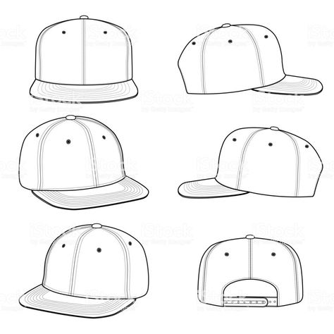 Fitted Hat Drawing, Ball Cap Drawing, Backwards Hat Drawing, Hat Sketches Design, Cap Sketch, Hat Drawing Reference, Cap Tattoo, Backwards Hat, Fashion Sketch Template