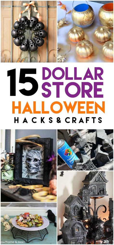 Halloween Dollar Store Hacks!  Check out these CHEAP and EASY Halloween craft and decoration ideas with supplies from the Dollar Store! Easy Halloween Craft, Dollar Store Halloween Decorations, Halloween Decor Diy, Dollar Tree Halloween, Dollar Store Halloween, Creepy Halloween Decorations, Diy Halloween Decor, Store Hacks, Hallowen Costume