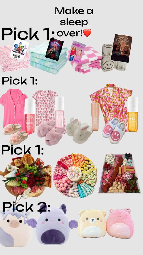 Make a sleepover! #preppy Sleepover Basket, Sleepover Preppy, Preppy Sleepover, Teen Sleepover Ideas, Sleepover Essentials, Teen Sleepover, Cute Gifts For Friends, Pick One, Girly Things