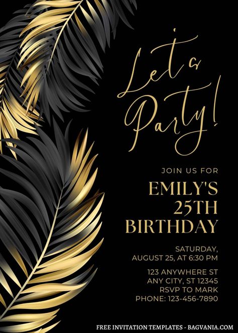 FREE EDITABLE – 10+ Nature Inspired Canva Party Invitation Templates | FREE Printable Birthday Invitation Templates - Bagvania Gatsby Birthday Invitation, Gatsby Party Invitations, Great Gatsby Invitation, 50th Birthday Party Invitations, Gorgeous Birthday, Free Printable Birthday Invitations, 50th Birthday Invitations, 40th Birthday Invitations, Disney Invitations