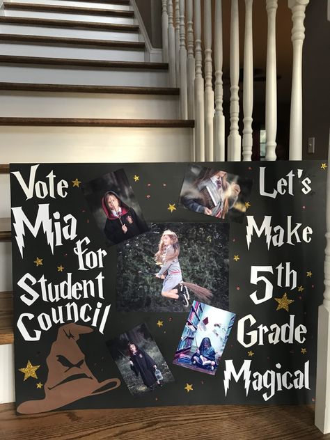 Student Council Harry Potter Student Council Posters, Elementary Student Council Posters, Poster Student Council, Student Council Posters Ideas Creative, Student Government Posters, Hoco Campaign, Student Council Speech, School Campaign Ideas, School Campaign Posters