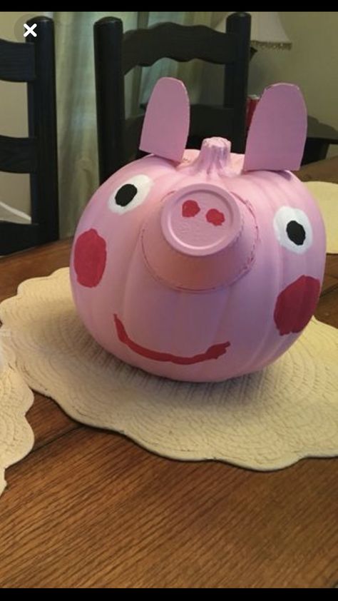 Peppa Pig Halloween pumpkin Peppa Pig Pumpkin Carving, Peppa Pig Pumpkin Painting, Peppa Pumpkin, Peppa Pig Pumpkin, Pig Pumpkin Painting Ideas, Pig The Pug Pumpkin, Pig Pumpkin, Pig Painted Pumpkin, Peppa Pig Halloween Costume