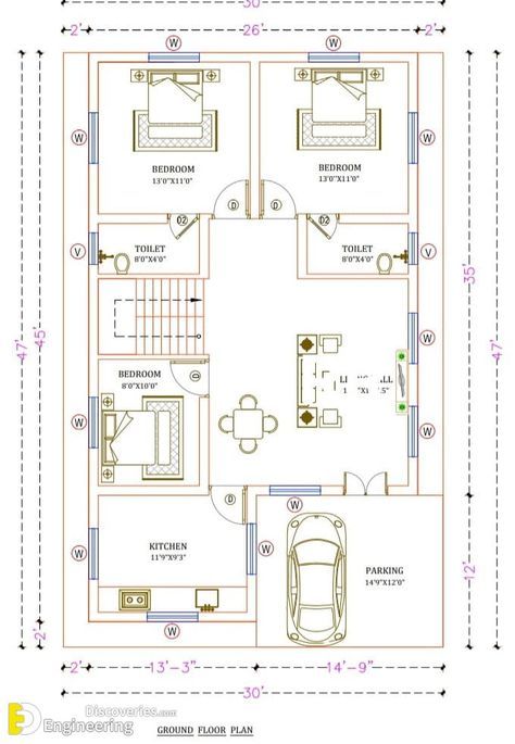 40x45 House Plans, 30x50 House Plans, Credenza Furniture, 20x40 House Plans, 30x40 House Plans, 2bhk House Plan, Indian House Plans, Little House Plans, Free House Plans