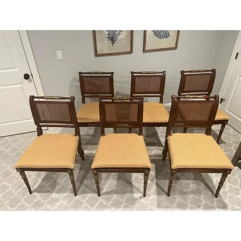 Click for more info about Vintage Cane Dining Chairs, Set of Six Cane Dining Chairs, His Style, Home Furnishing Stores, Dining Chairs Set, City Apartment, Painted Floors, Ceiling Height, Wainscoting, Get The Look