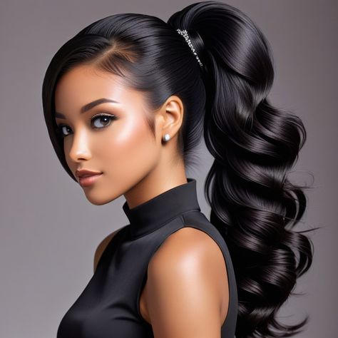 Discover the elegance and versatility of Classy Black Ponytail Hairstyles in this comprehensive guide. From sleek and polished ponytails for formal events to chic and trendy styles for everyday wear, this article showcases a wide range of options for black women to elevate their look. Learn how to achieve the perfect ponytail, whether you prefer a high pony, low pony, or something in between. Find inspiration for different textures and lengths, and explore various accessories and ... Ponytail Hairstyles For Black Women Formal, Pony Tailed Hairstyle Black Women, Character Hairstyles, High Ponytail Styles, Pony Hairstyle, The Perfect Ponytail, Two Ponytail Hairstyles, Bridal Ponytail, Event Hairstyles