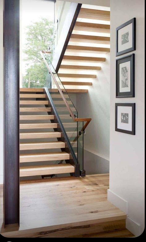 U Shape Stairs, Open Riser Staircase, Ranch Inspiration, U Shaped Stairs, Split Foyer Remodel, Stair Dimensions, Foyer Remodel, Modern Beach Home, Stairs Lighting