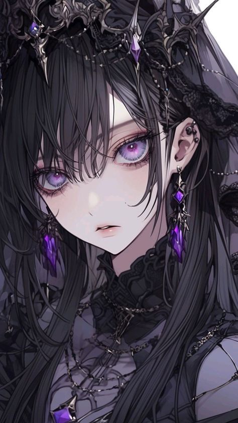 Gothic anime Anime Dark Queen, Anime Queen Art, Anime Demon Woman, Anime Queen, Anime Gothic, Queen Drawing, Gothic Images, Drawing Comics, Queen Anime