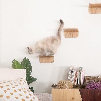 MYZOO Lack Wall Mounted Cat Shelves, 2 count, Small - Chewy.com Wall Mounted Cat Shelves, Mounted Cat Shelves, Cat Wall Shelves, Cat Steps, Wood Steps, Pet Steps, Cat Perch, Cat Shelves, Modern Farmhouse Design