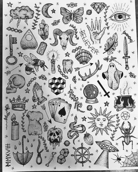 Flash Art Tattoos, New School Tattoos, Tato Flash, Tattoo Old School, Tattoo Zeichnungen, Inspiration Tattoos, Tattoo Flash Sheet, Doodle Tattoo, Old School Tattoo Designs