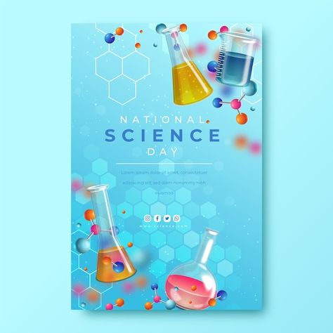 Science Template, National Science Day, Science Day, Poster Science, Science Week, Lab Logo, Science Party, Posters Design, New Years Poster