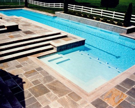 Lap Pool With Tanning Ledge, Lap Pools Backyard, Pool Patio Designs, Lap Pool Designs, Indoor Pools, Modern Pool House, Swimming Pool Photos, Pool Photos, Lap Pool