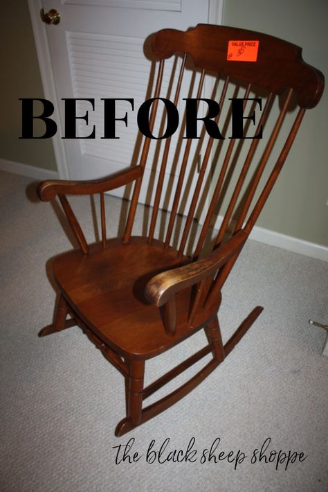 Farmhouse Rocking Chairs, Rocking Chair Redo, Rocking Chair Makeover, Painted Rocking Chairs, Old Rocking Chairs, Diy Rocking Chair, Antique Rocking Chairs, Wooden Rocker, Vintage Rocking Chair