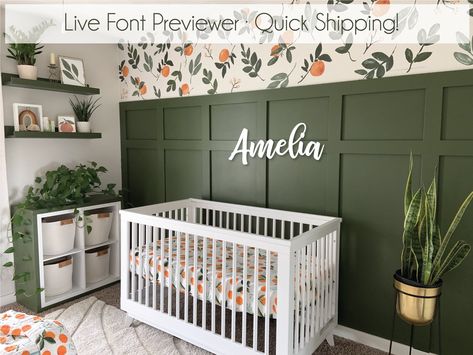 Excited to share this item from my #etsy shop: LIVE PREVIEW Wooden Name Sign, Nursery Name, Baby Name Cut out, Cutout Name, Wood Name Sign, Wooden Baby Name, Kids name Baby girl name sign Green Accent Home, Living Room Accent Wall Green, Room With Green Accent Wall, Green Nursery Paint Colors, Green Accent Wall Living Room, Green Painted Walls, Nursery Accents, Nursery Accent Wall, Green Accent Walls