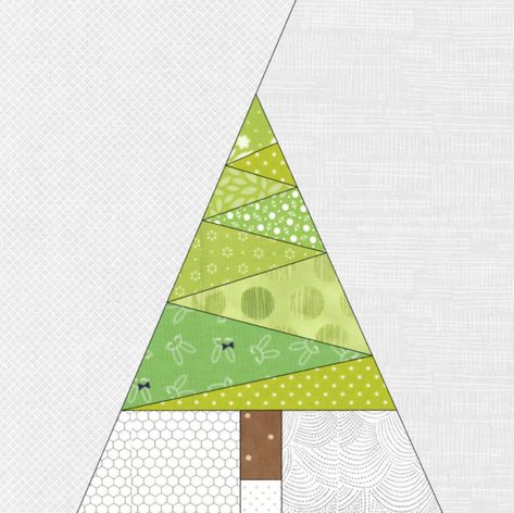 Free Quilt Pattern: Geometric Christmas Tree Paper Pieced PDF Pattern Sew Tree, Geometric Christmas Tree, Tree Quilt Block, Christmas Tree Paper, Free Paper Piecing Patterns, Tree Quilt Pattern, Geometric Christmas, Pieced Quilt Patterns, Tree Quilts