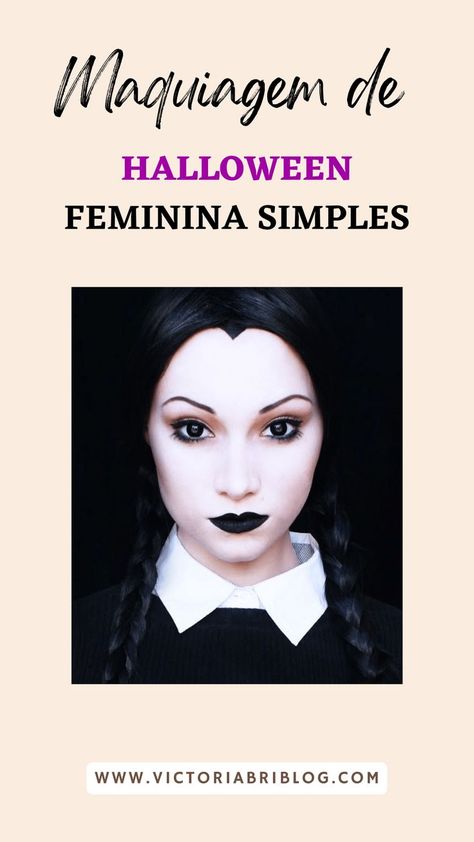 Aprenda a fazer maquiagem de halloween feminina simples. Veja 9 inpirações de make para hallloween para você arrasar mesmo sem saber fazer maquiagem artística. #wanda #addams #maquiagemsimples #maquiagem #halloween maquiagem de halloween assustador, maquiagem de halloween faceis, maquiagem de halloween feminina, maquiagem de halloween simples, maquiagem de halloween vampiro, maquiagem de halloween bruxa, maquiagem de halloween simples e fácil, maquiagem de halloween alerquina. Halloween Simples, Halloween, Movie Posters, Film Posters