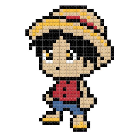 Monkey D. "Straw Hat" Luffy is a fictional character and the main protagonist of the One Piece manga series, created by Eiichiro Oda. Pixel Art Crochet, One Piece Luffy Gear 5, Dice Art, Straw Hat Luffy, Art Crochet, Pixel Art Tutorial, Luffy Gear 5, Pixel Art Characters, Pixel Art Grid