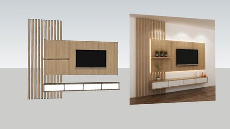 Tv Unit Sketch, Hotel Tv Unit Design, Hotel Room Tv Wall Design, Tv 3d Warehouse, Tv Feature Wall Ideas, Tv Back Panel, Tv Feature Wall Design, Tv Room Design Ideas, Warehouse Living Room