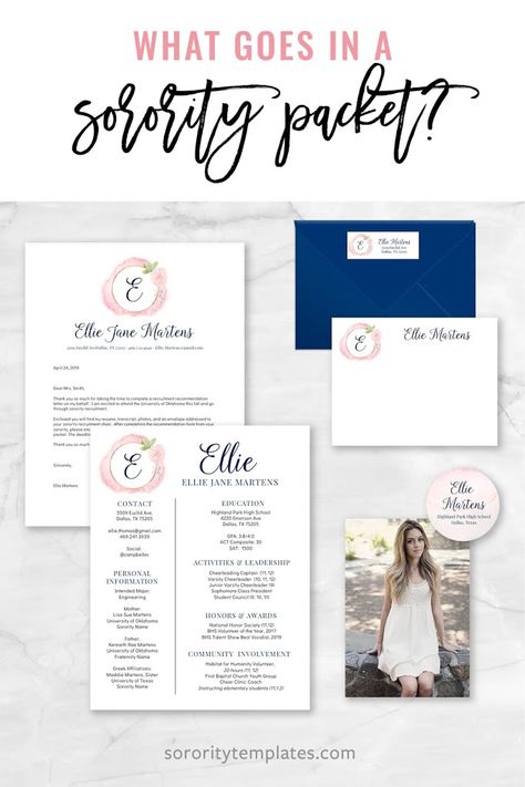 Sorority Recruitment Tips, Recruitment Resume, Sorority Resume, Professional Editing, Folder Labels, Sorority Rush, College Readiness, Sorority Canvas, Resume Cover Letter