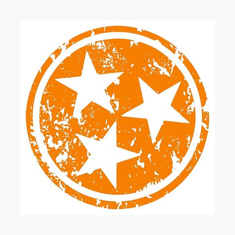 Get my art printed on awesome products. Support me at Redbubble #RBandME: https://www.redbubble.com/i/photographic-print/Distressed-Orange-Tennessee-TriStar-by-JoBella-Designs/71271762.6Q0TX?asc=u Tn Vols Football, University Of Tn, Tn Football, Tennessee Tristar, Rocky Top Tennessee, Tennessee Volunteers Football, Tennessee Flag, Tn Vols, Designs Stickers