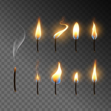 Collection of candles flame | Free Vector #Freepik #freevector #fire #smoke #flame #sparkle Candle Drawing Art, Drawing Flames, Candle Illustration, Candle Drawing, Candle Fire, Fire Candle, Fire Drawing, Candle Flame, Flame Art