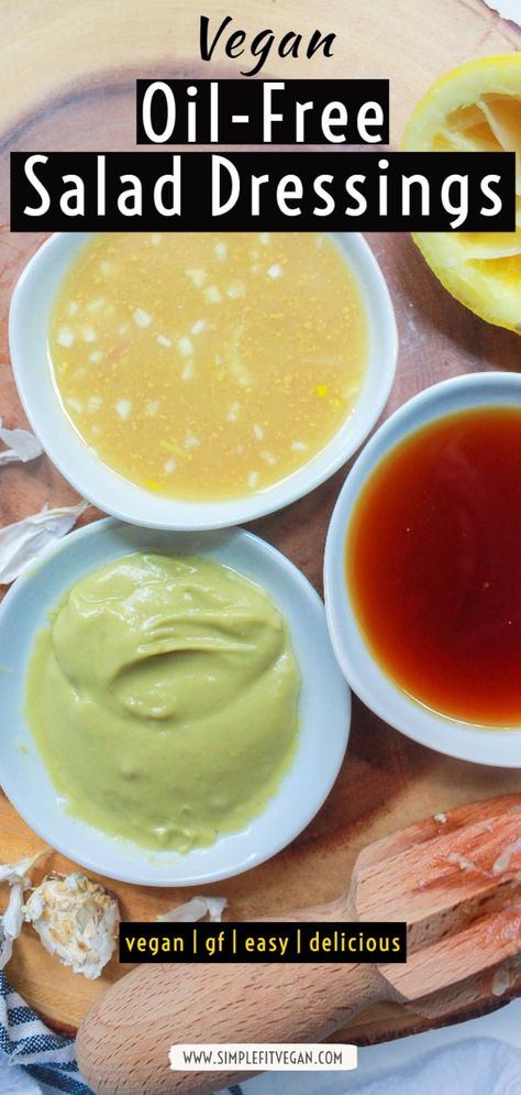 Vegan Salad Dressings, Dairy Free Salad Dressing, Vegan Salad Dressing Recipes, Dairy Free Dressing, Oil Free Salad Dressing, Dairy Free Salads, Oil Free Vegan Recipes, Vegan Salad Dressing, Vegan Dressing