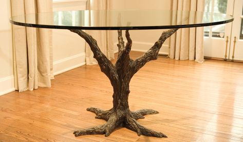 Tree Branch  30”H, 24.75”D, 36.5”W (base) Natural patina Tree Branch Table, Stick Furniture, Branch Table, Driftwood Sculptures, Bronze Furniture, Rustic Log Furniture, Chocolate Tree, Sticks Furniture, Table Bases