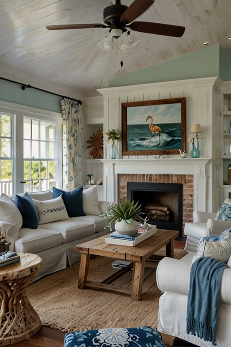 51 Coastal Living Room Ideas Nantucket Living Room, Closet Offices, Lakehouse Living Room, Cozy Coastal Living Room, Coastal Living Room Ideas, Coastal Cottage Living Room, Beachy Living Room, Lake House Living Room, Living Room Coastal