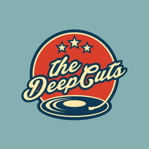 Create a 50s-60's vibe logo for The Deep Cuts Logo design contest #AD design, #sponsored, #logo, #winning, #stevensdrums, #picked 80 Logo Design, Retro Logo Ideas, Mid Century Logo Design, 50s Graphic Design, Vinyl Logo, 50s Logo, 60s Logo Design, 50 Logo, 50s Logo Design