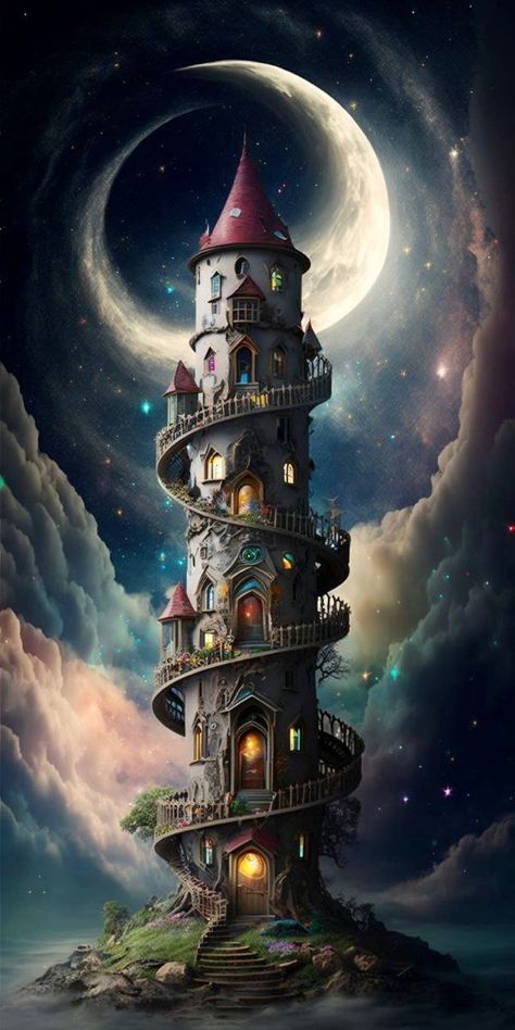 Fantasy Dwellings, My Dream House, Pen Art Work, Fairy Art Dolls, Canvas Art Projects, World Of Fantasy, Fantasy House, Fantasy Castle, Fantasy Places