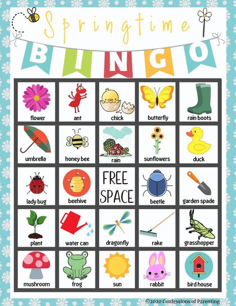 Welcome the Spring season with this fun Springtime Bingo free printable! Your kids will love exploring the fun and creative pictures this Springtime Bingo free printable has to offer. Spring break has never been easier thanks to Springtime Bingo! #kids #bingo #activity #fun #printable #free Spring Bingo Preschool, Picture Bingo Cards Free Printable, Free Bingo Printables, Spring Bingo Free Printable, Kids Bingo Printable Free, Bingo For Kids Free Printable, Printable Bingo Cards Free, Easter Bingo Free Printable, Preschool Bingo